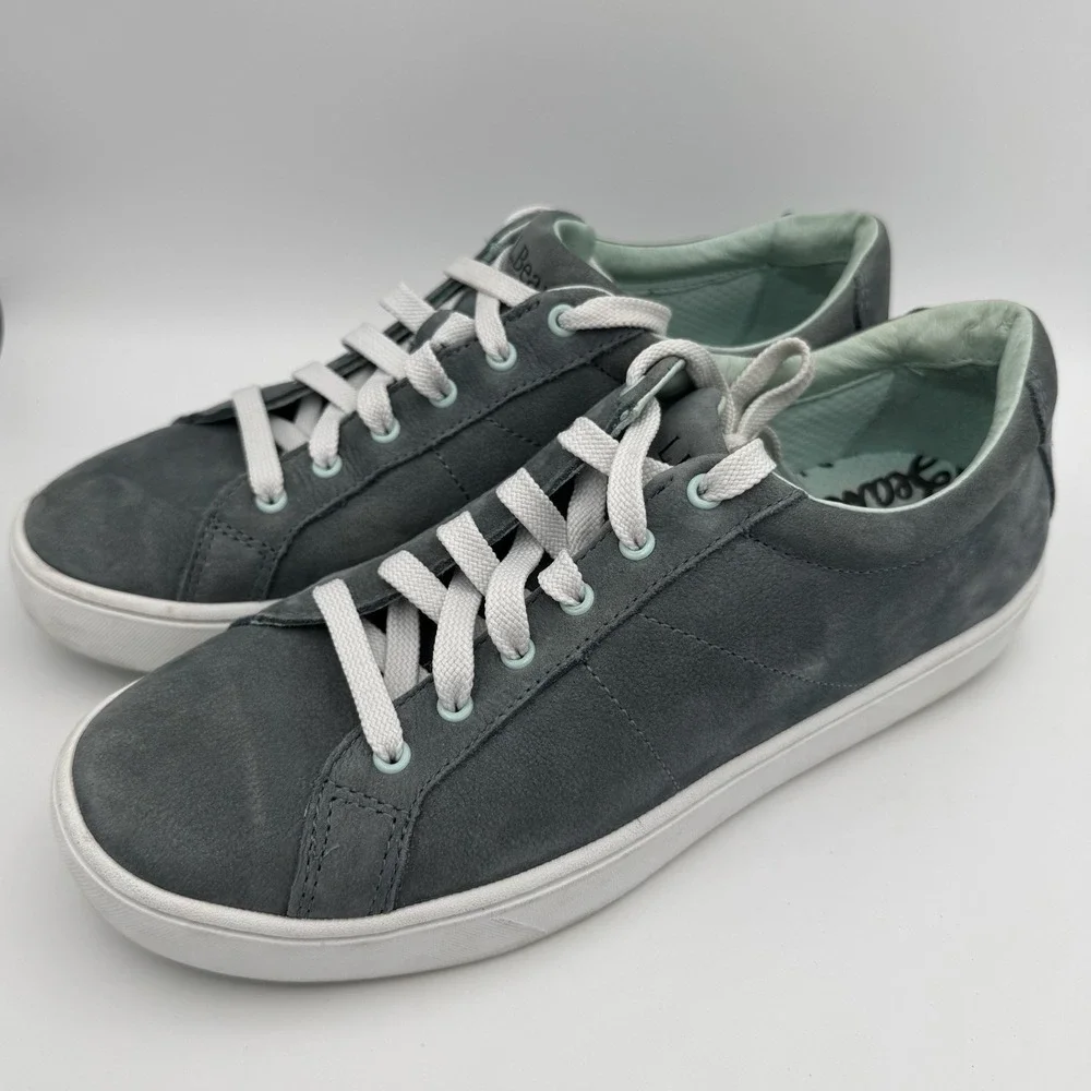 L.L.Bean‎ Women's Eco Bay Nubuck Leather Sneakers Slate Cool Sea Blue 7.5